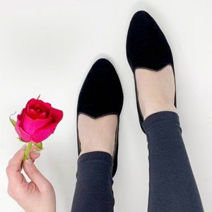 BIRDIES The Heron Flats Black Velvet Loafers 9.5